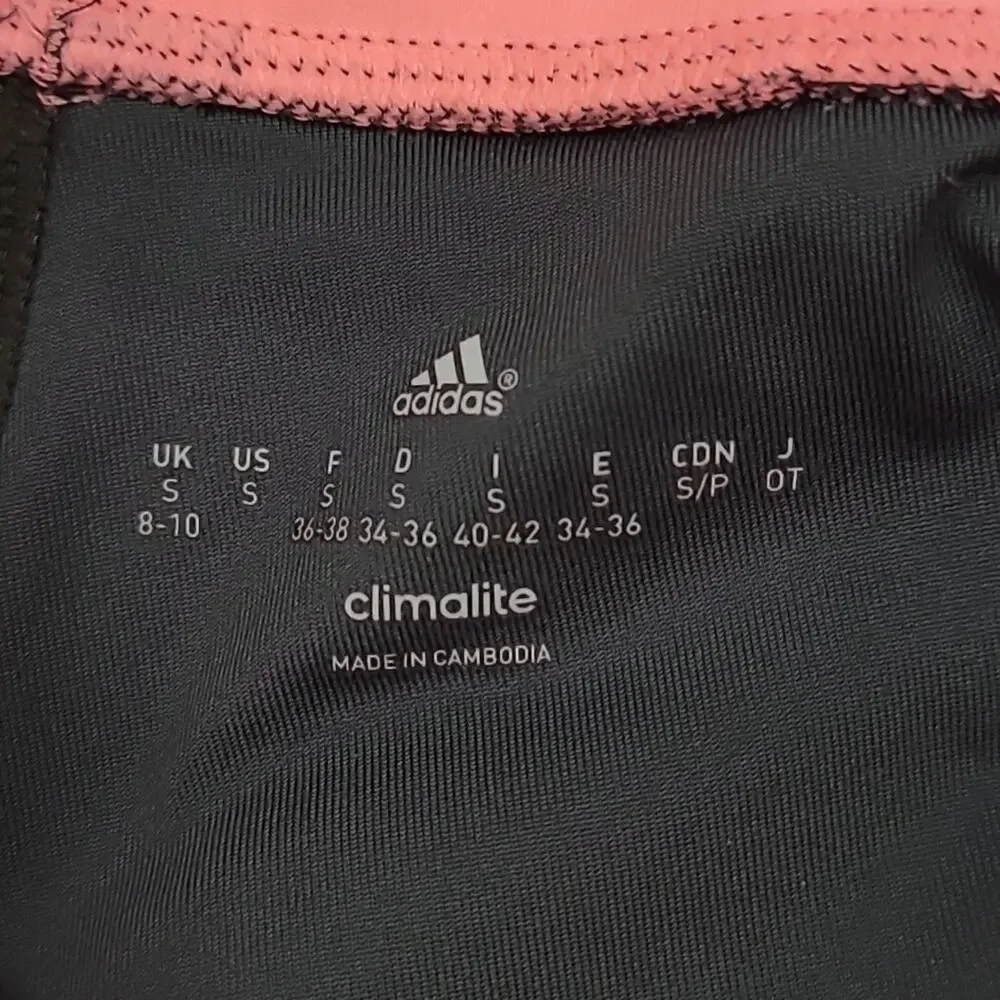 Adidas WMS S Capri Leggings Athletic Grey & Pink Climalite Running Yoga Gym